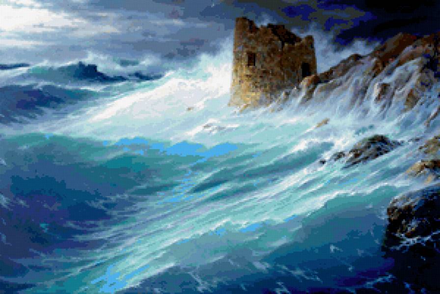 у старого маяка - живопись, море, дмитриев - предпросмотр