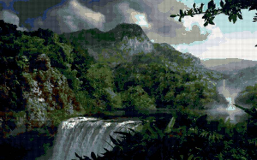 водопад - пейзаж, природа, лес, водопад - предпросмотр