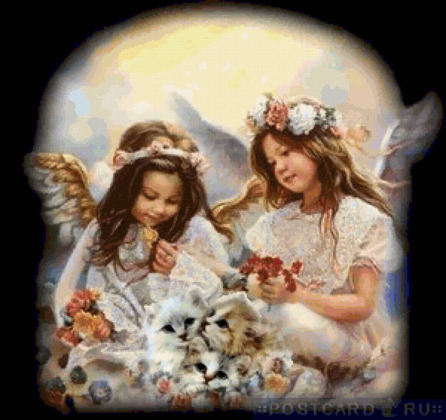 ангелы и котята - котята, девочка, ангел, фэнтэзи, дети, ребенок - предпросмотр