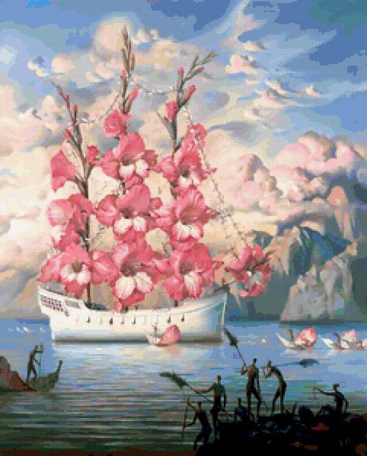 Цветочный корабль - корабль, цветы - предпросмотр