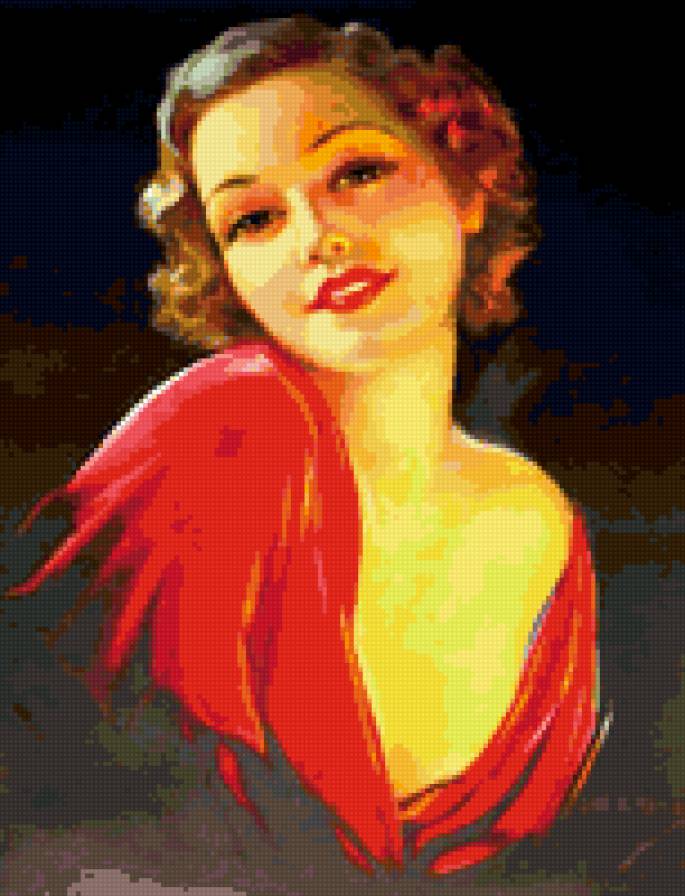 Девушка - на черном, винтаж, красотка, девушка - предпросмотр