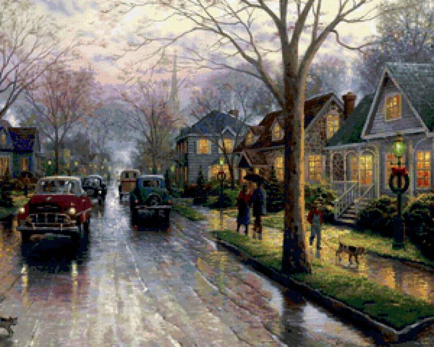 248612 - дорога, город, дождь, улица, вечер - предпросмотр