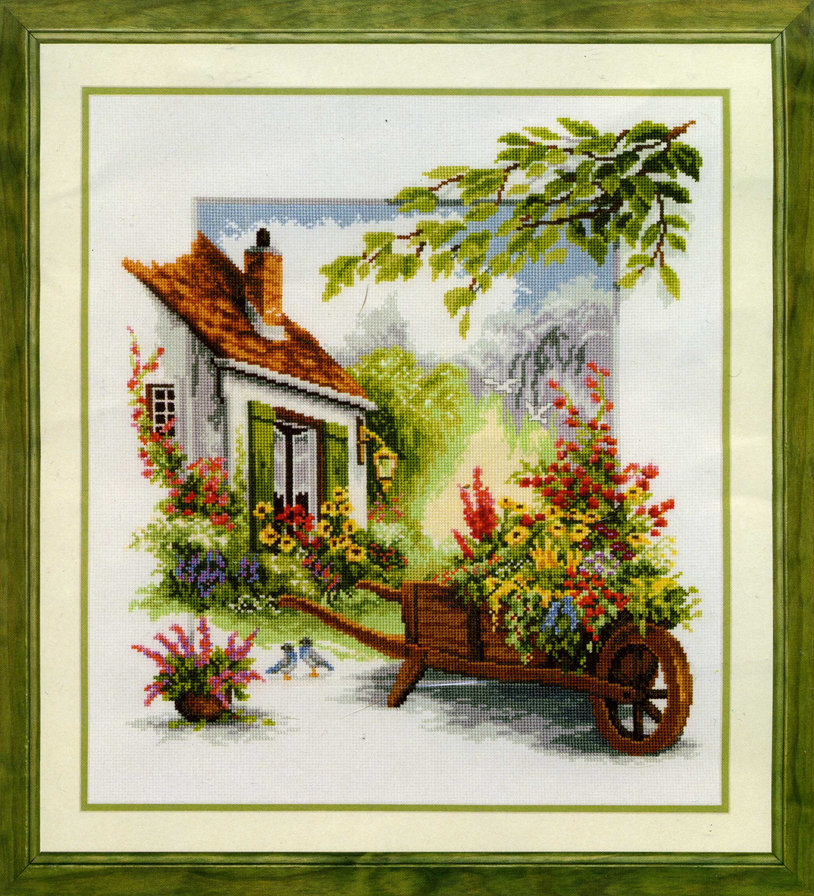 Домик в цветах - домик, цветочное, пейзаж - оригинал