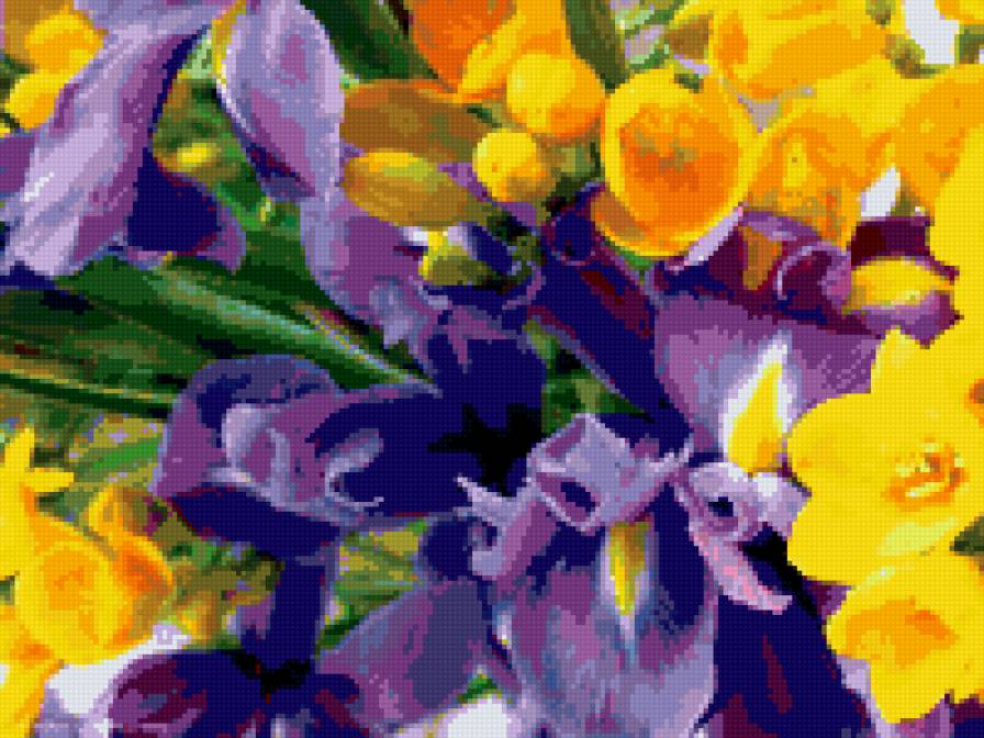 Букет цветов - цветы, букет, фрезии, ирисы - предпросмотр
