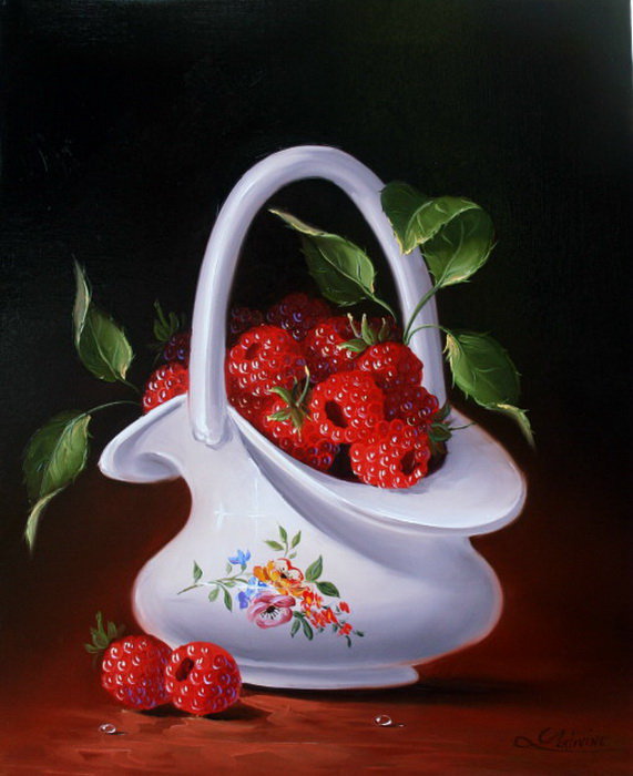 натюрморт - картина, малина, ягоды, натюрморт - оригинал