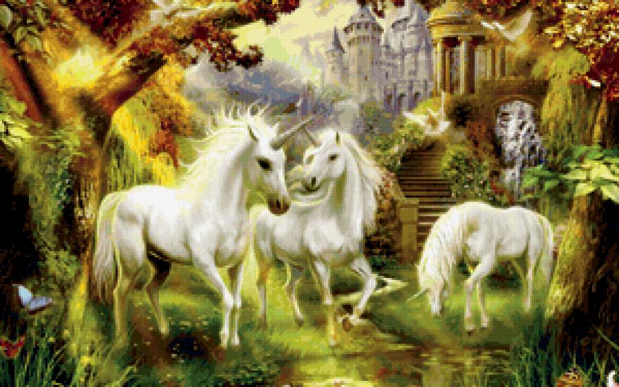 281689 - фентези, сказка, лошади, единорог - предпросмотр