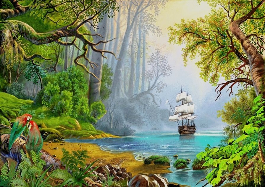 Новый мир - лес, море, корабль, новый мир - оригинал