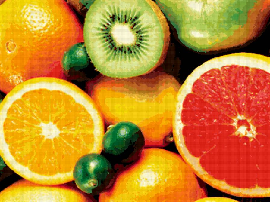 яркие фрукты - грейп, апельсин, фрукты, киви - предпросмотр