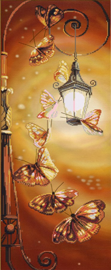 бабочки - бабочки, фонарь, свет - оригинал