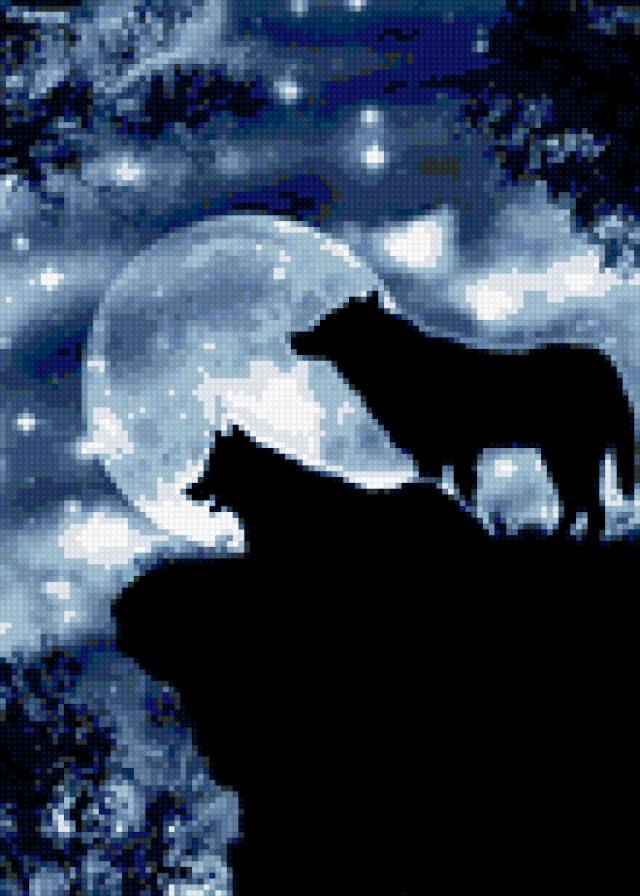 волки луна ночь - предпросмотр