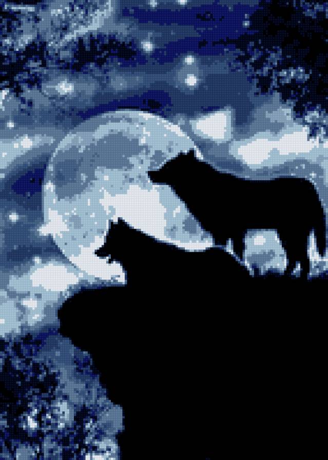 волки луна ночь - волки луна ночь - предпросмотр