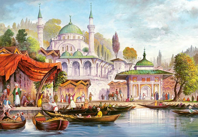 восток - город, дворец, базар, пейзаж, река, рынок - оригинал