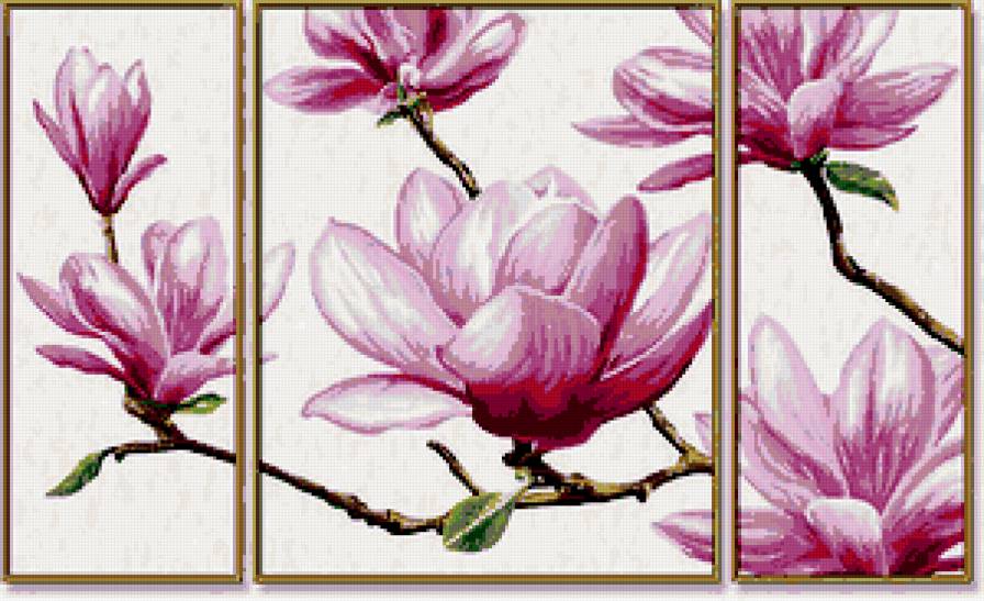 цветы - природа, триптих, цветы - предпросмотр