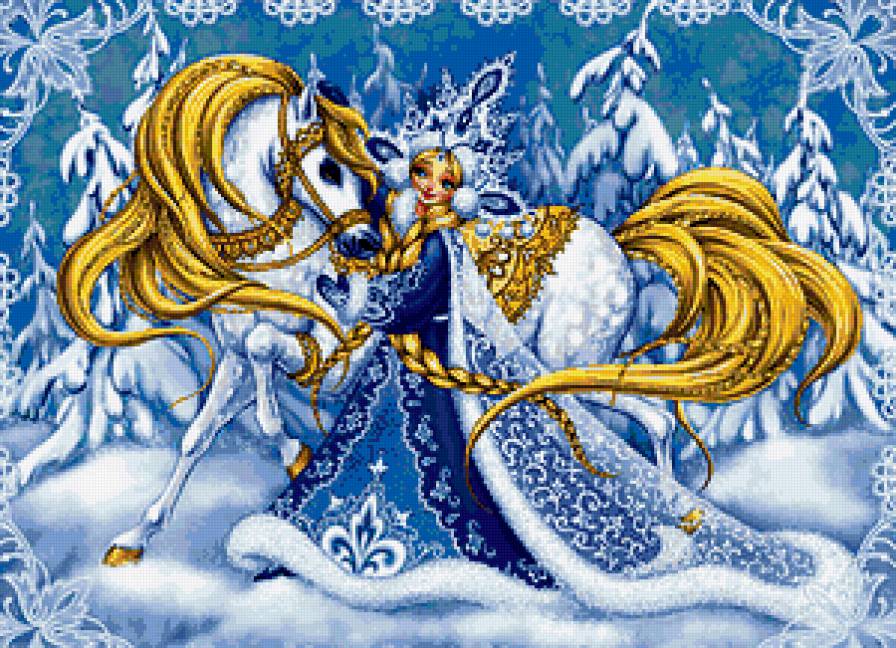 №202914 - зима, лес, лошадь, снегурочка, снег, картинка - предпросмотр