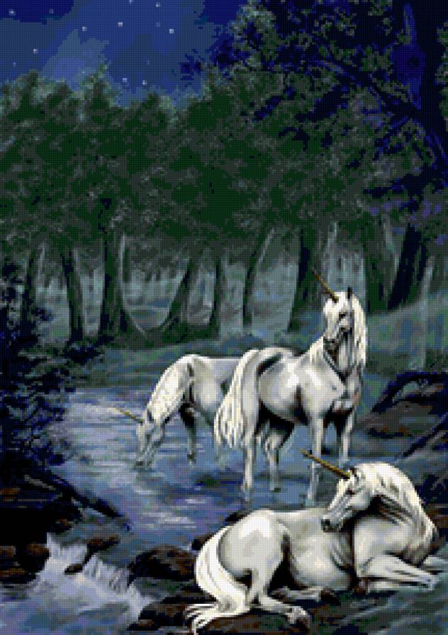 единороги - лошади, миф, единорог, природа, сказка, фентези - предпросмотр