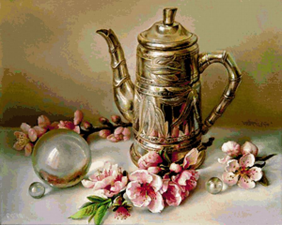 769876564 - кристалл, цветок, кувшин, букет, розы, цветы, серебро - предпросмотр