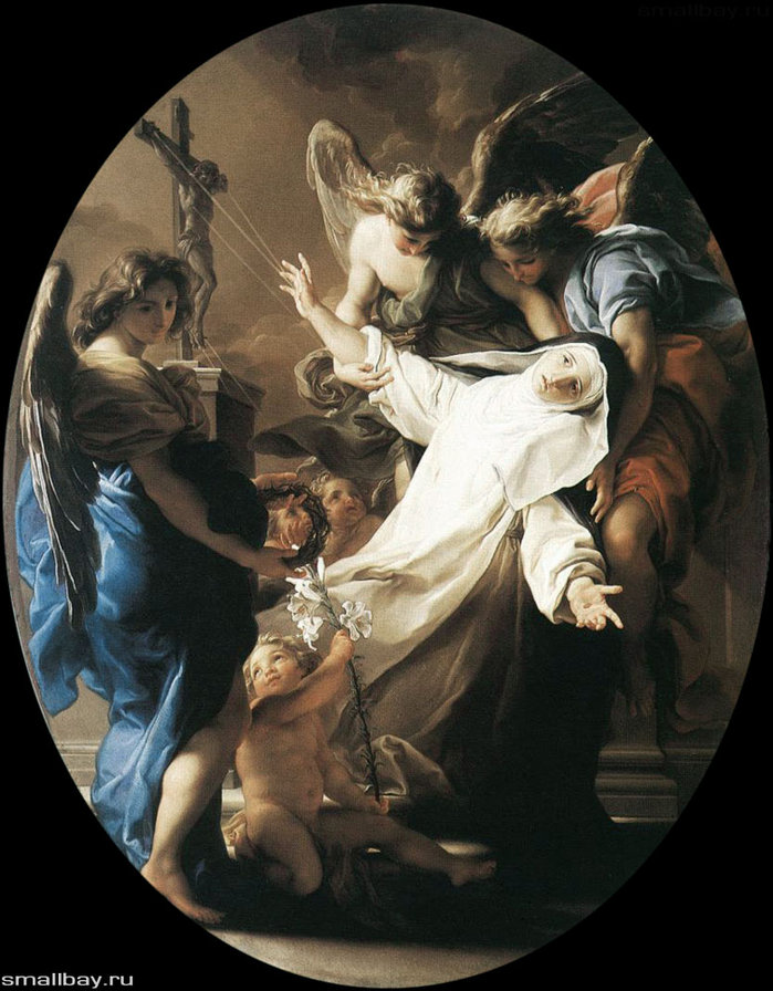 Помпео Батони. Экстаз святой Екатерины Сиенской. - мифы, картина, святые., люди - оригинал