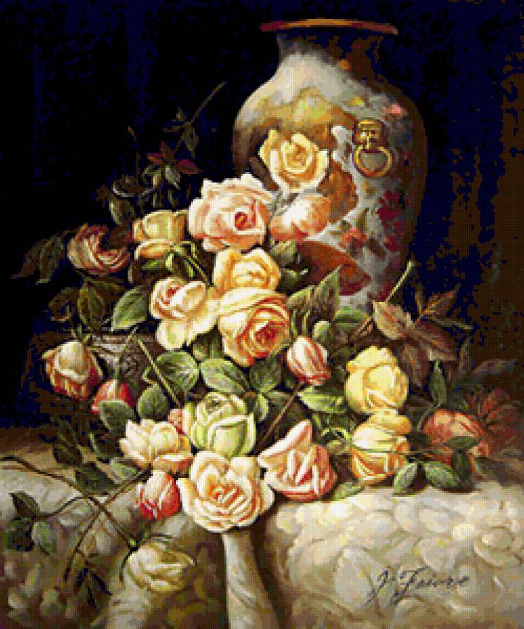 87642 - роза, цветок, ваза, розы, цветы, натюрморт, букет - предпросмотр