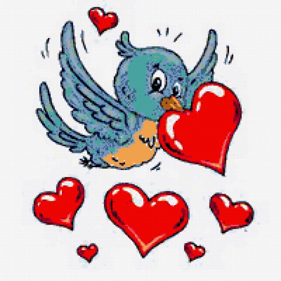 Валентинка - валентинки, валентинка, сердечки, птичка, любовь, сердечко - предпросмотр
