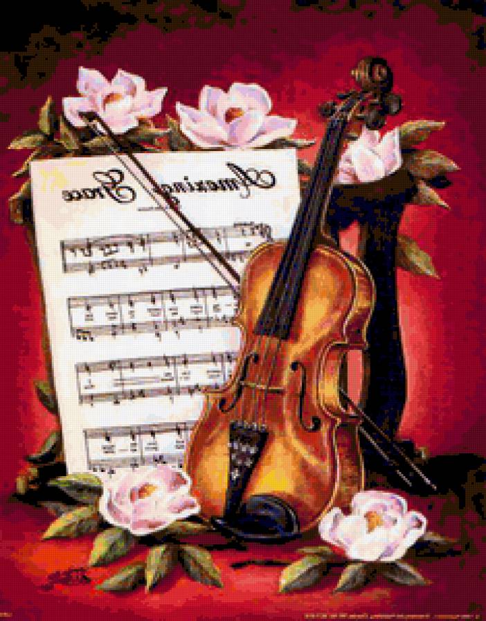 9765742 - букет, розы, цветок, скрипка, цветы, музыка - предпросмотр