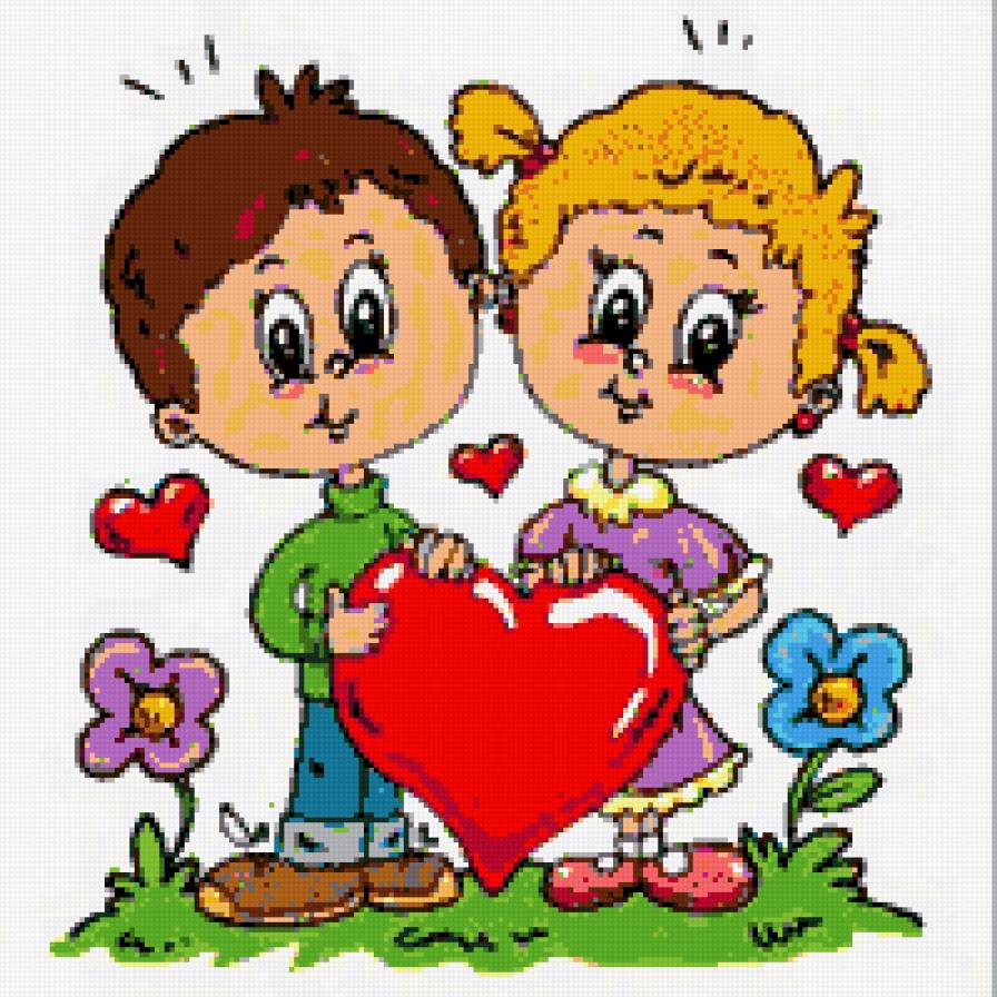 Валентинка - дети, цветы, сердечки, любовь, сердечко, валентинка, валентинки - предпросмотр