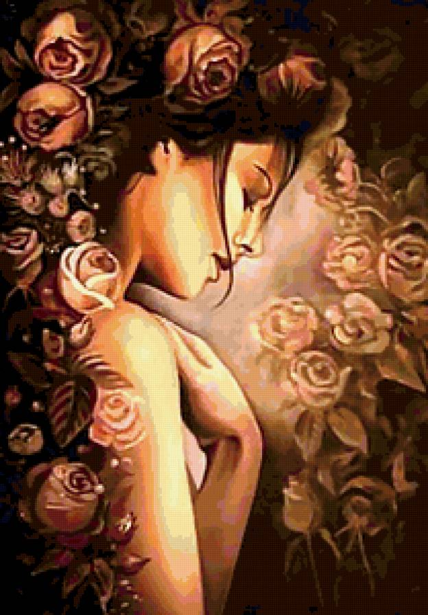 Девичьи грезы - девушка, розы - предпросмотр