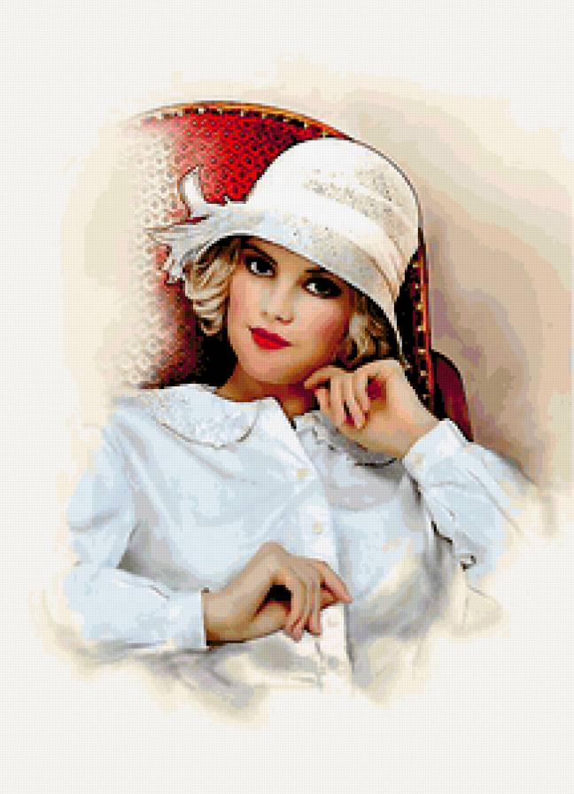 Девушка - ретро, девушка, картина - предпросмотр