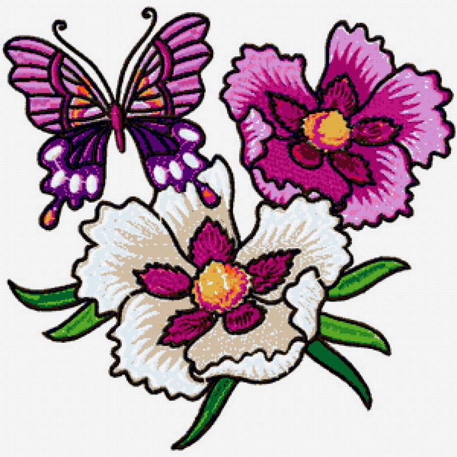 Подушка - цветы, бабочки - предпросмотр