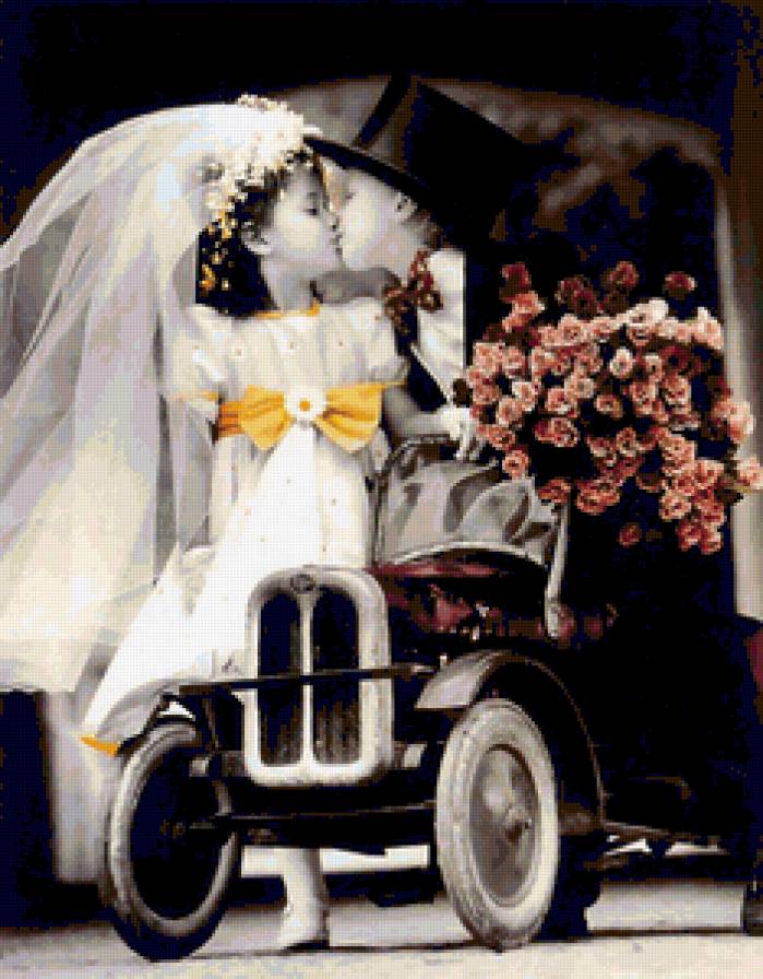 Милое ретро - поцелуй, ретро, свадьба, детки - предпросмотр