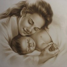 Оригинал схемы вышивки «Мама с ребёнком» (№203373)