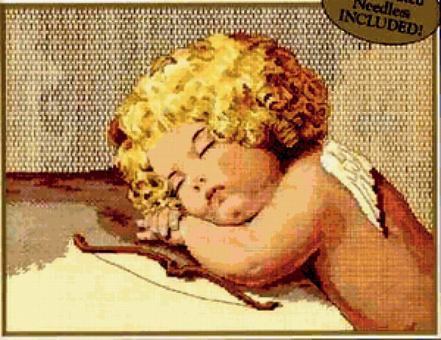 Спящий ангелок - херувим, ангелочек, ангел, купидон - предпросмотр