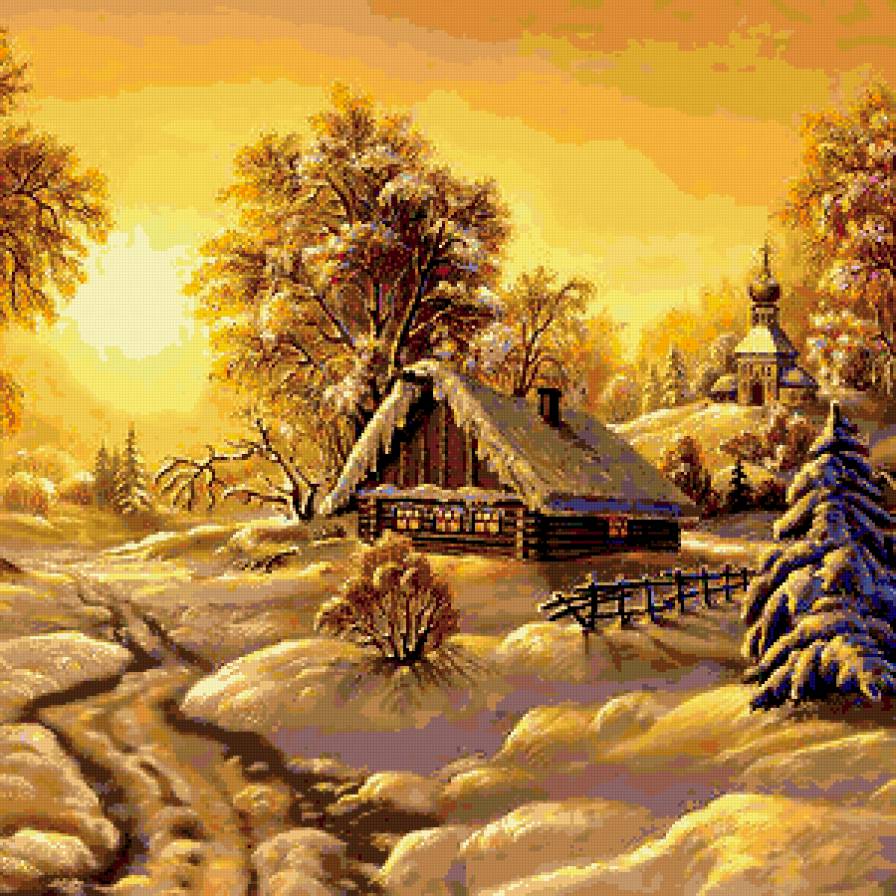 Зима - природа, деревня, снег, пейзаж, зима - предпросмотр