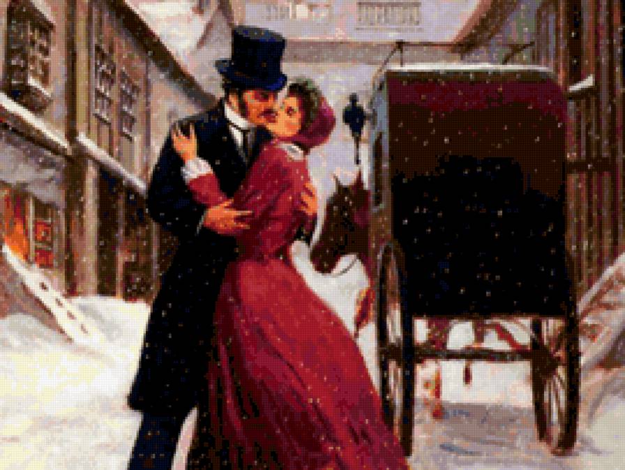 влюбленная пара - картина, влюбленная пара, красота, любовь, девушка - предпросмотр