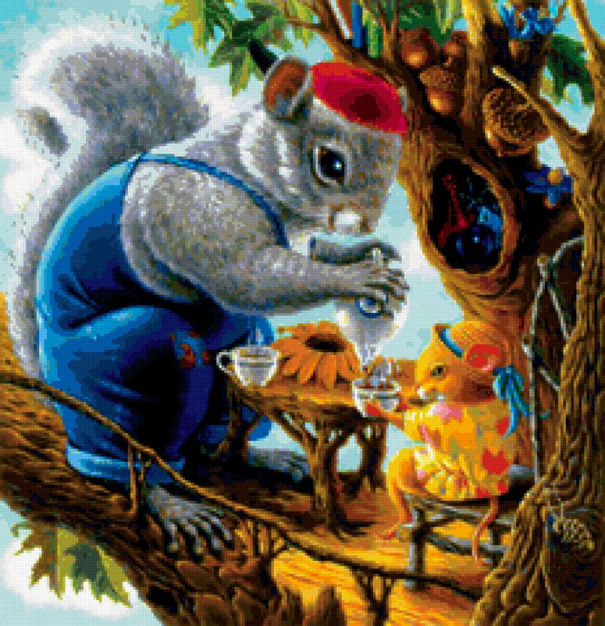 чаепитие - сказка, белочка - предпросмотр