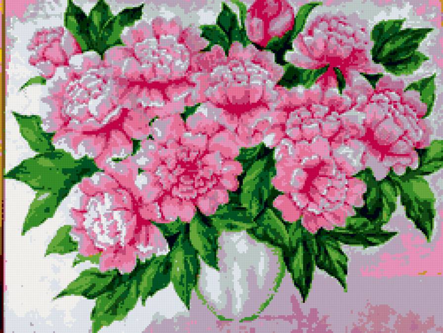 букет розовых цветов - ваза, цветы, букет - предпросмотр