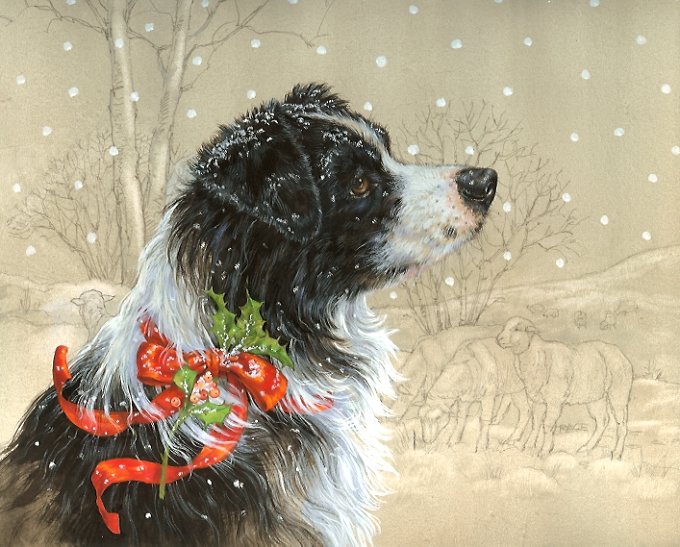 собачка - рождество, собаки, животные, собака, зима, пес - оригинал