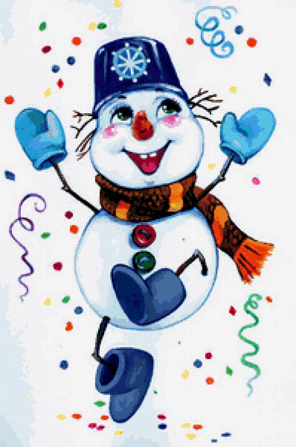 Снеговики - детская картина, зима, снеговики, снеговик, новый год, подарки - предпросмотр