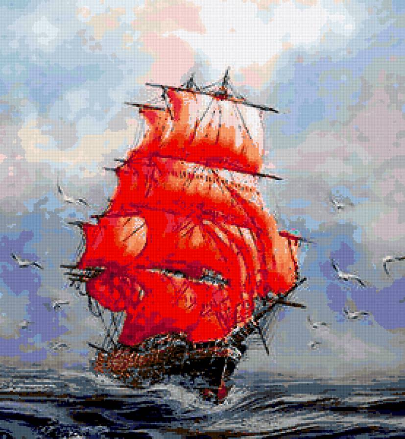 Алые паруса - паруса, корабль, море - предпросмотр