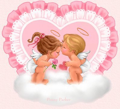ангельская парочка - любовь, ангелочки, романтика - оригинал