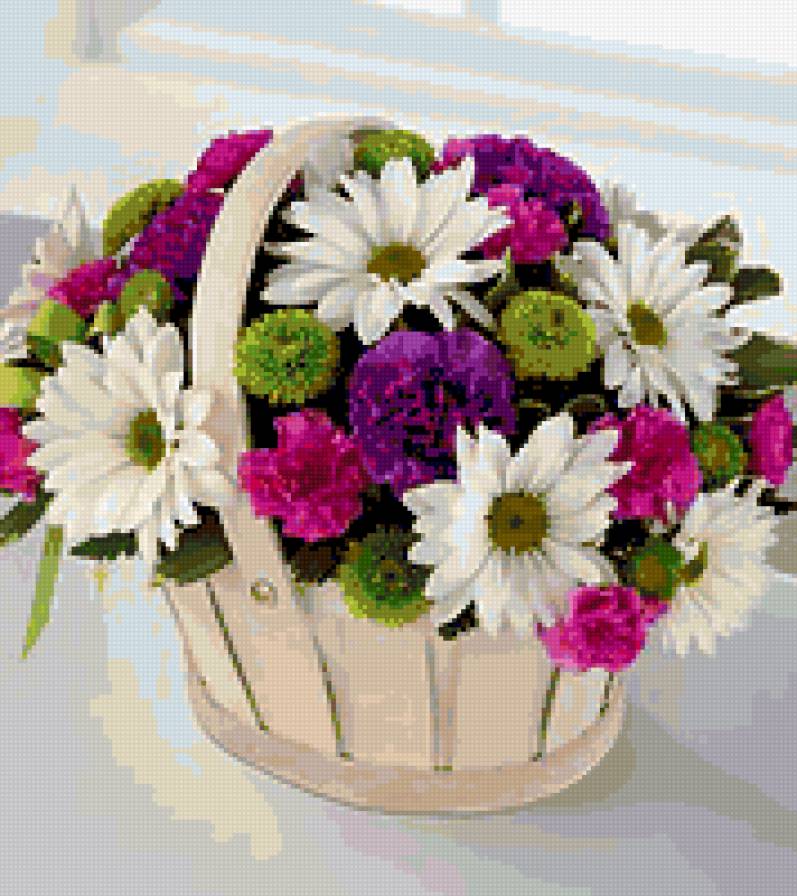 Букет в корзине - цветы, букет, подарок - предпросмотр