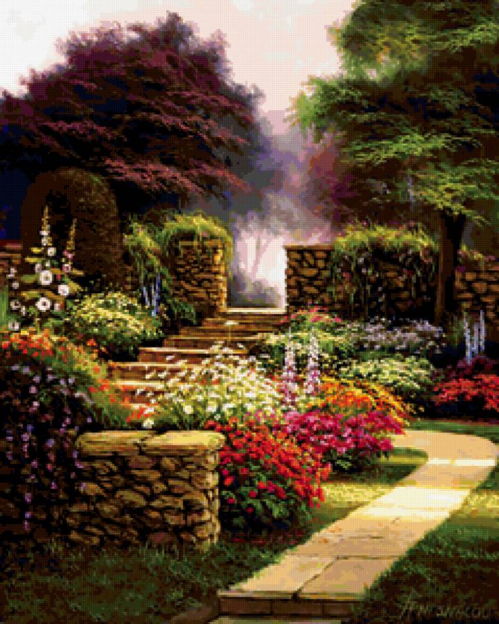 летний сад - пейзаж, живопись - предпросмотр