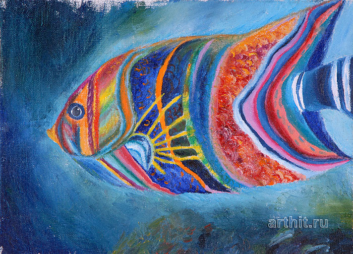 Рыбка - рыбы, картина, импрессионизм - оригинал