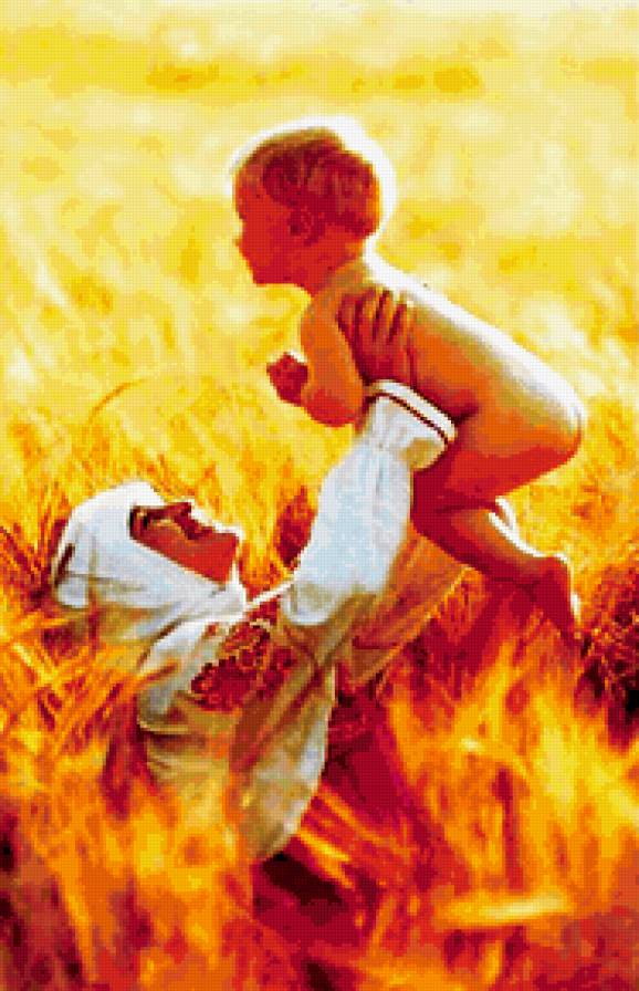 мать и дитя - пейзаж, малыш, поле, ребенок, русская, славнка, русь, женщина - предпросмотр