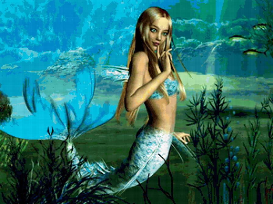 русалка - море, ящерецы, девушка, морские, рыбы, сирены, русалки, хищные - предпросмотр