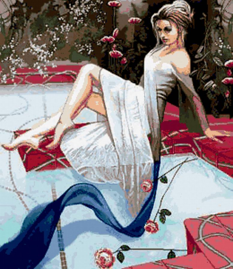 дамата с рози - предпросмотр