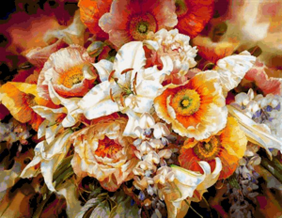 Лилии и маки - букеты, маки, лилии, цветы, природа - предпросмотр