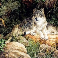 Схема вышивки «волки»