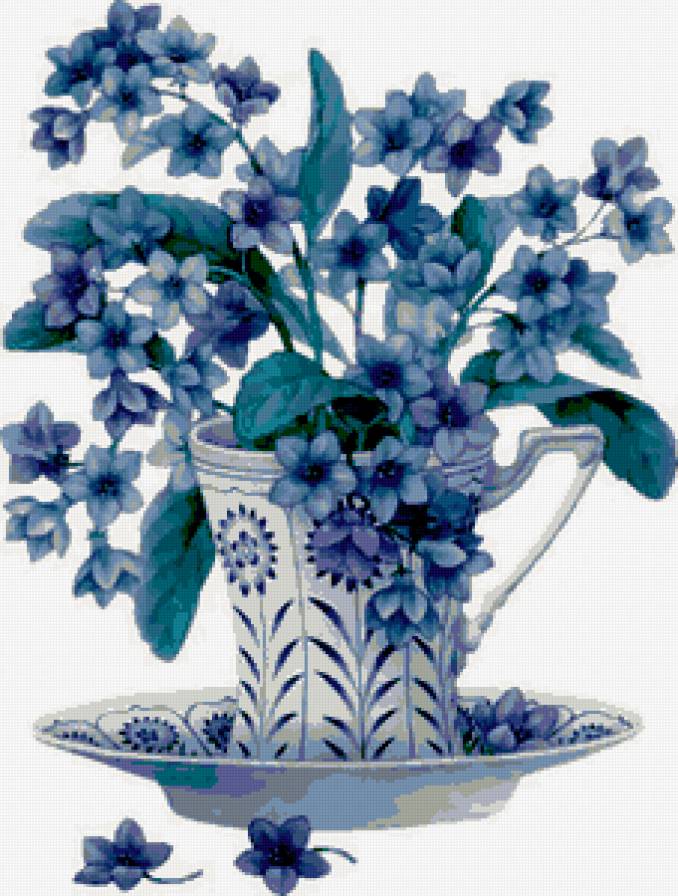 №205942 - цветы, букет, чашка, ваза - предпросмотр