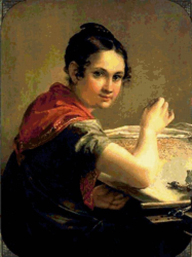 Вышивальница - картины, девушка, вышивальница - предпросмотр