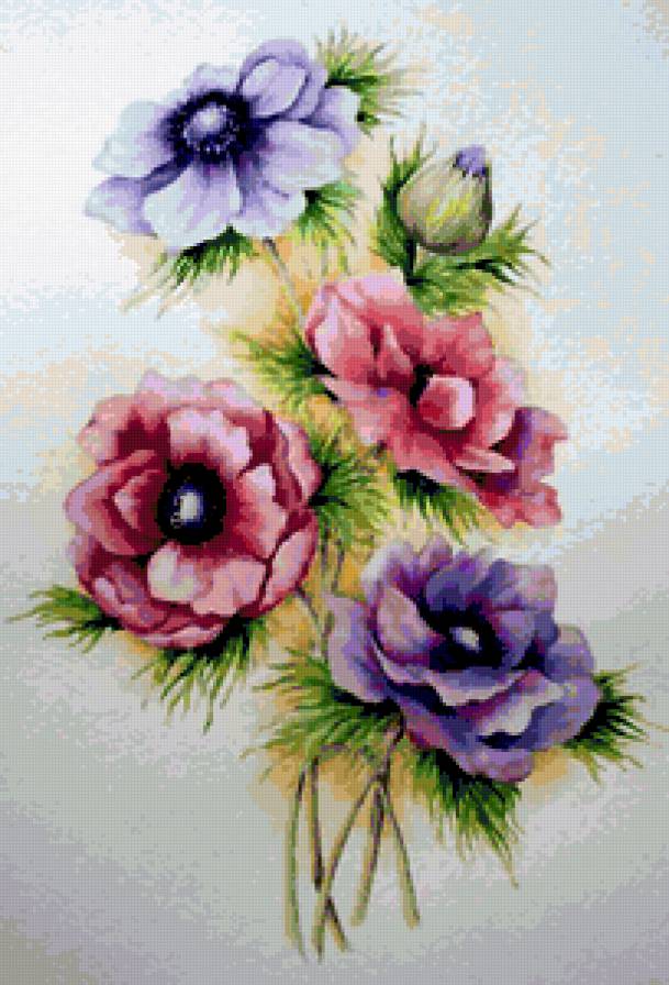 Анемоны - картина, букет, цветы, натюрморт, анемоны - предпросмотр